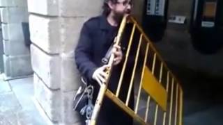 Guy Plays Metal Barrier Like A Flute [upl. by Gina]