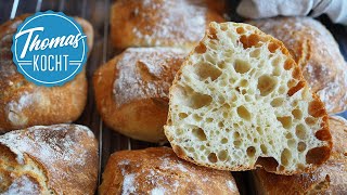 Ciabatta Brötchen ohne kneten  stressfrei und lecker [upl. by Fini]