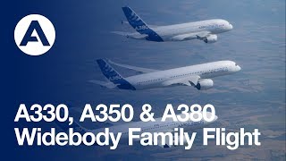 Airbus widebody family flight with the A350 XWB A380 and A330 [upl. by Ahsimed]