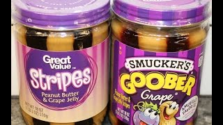 Smucker’s Goober vs Great Value Stripes Peanut Butter amp Grape Jelly Blind Taste Test [upl. by Beal]