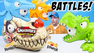 Smashers Dino Island T Rex Battles Mosasaurus Eye Popper Review [upl. by Terej979]