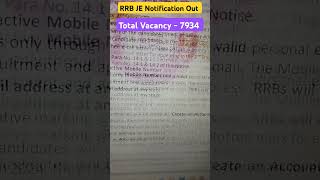 RRB JE 2024 Notification Out  Total no of Vacancy   rrb je syllabus [upl. by Milburr]