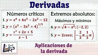 Derivadas Números críticos y extremos absolutos  La Prof Lina M3 [upl. by Dressel37]