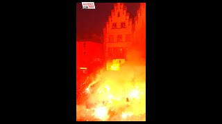 Eintracht Frankfurt  Empfang auf dem Römerberg mit Pyroshow Shorts [upl. by Nnylarac]