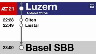 SBB Ansage » IC21 Begrüssung in Luzern nach Basel 2023  mit Liestal  SLBahnen [upl. by Sillihp867]