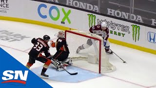 Gabriel Landeskog Denied Once By Gibson Before Scoring Overtime Winner [upl. by Nagad]