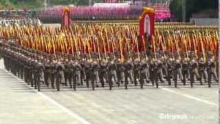 Giant military parade in Pyongyang [upl. by Dareece]