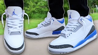 How To Bar Lace Jordan 3s  Featuring Racer Blue BEST WAY [upl. by Ahsayn]