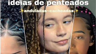 ideias de penteado para cabelos cacheadosandulados ✨️ [upl. by Toulon]