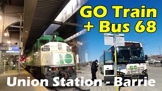 4K GO Transit Train  Bus Ride Union Station to Aurora GO Bus 68 Duration 2h 25min [upl. by Hnahk]