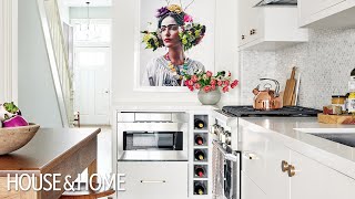 Kitchen Makeover A White Kitchen With Striking Art [upl. by Robinia236]