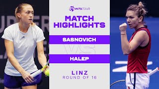 Aliaksandra Sasnovich vs Simona Halep  2021 Linz Round of 16  WTA Match Highlights [upl. by Sucrad]