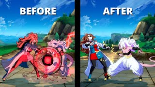 Android 21 Lab coat Changes Before and After Comparison Dragon Ball FighterZ Patch 131 [upl. by Aretta]