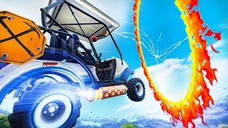 TRAVERSER LES CERCLES ENFLAMMÉS AVEC UN CHARIOT OU UNE VOITURETTE  FORTNITE [upl. by Norrek]