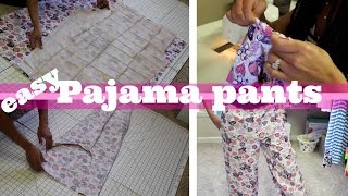 EASY DIY PAJAMA PANTS  1 piece pattern [upl. by Assyral846]