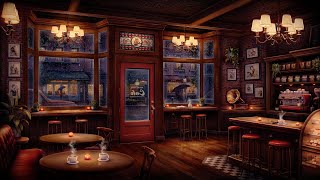 Night Owl Jazz Cafe Ambience with Relaxing Jazz Music amp Rain Sounds [upl. by Marigolde]