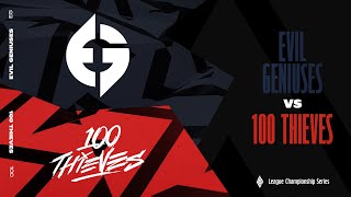 EG vs 100  Week 4 Day 1  LCS Spring Split  Evil Geniuses vs 100 Thieves 2023 [upl. by Gerardo849]