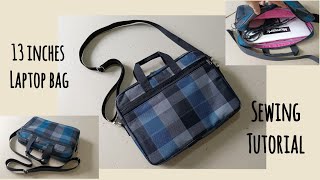 13 inches Laptop Bag Sewing Tutorial  Bag diy [upl. by Kier698]