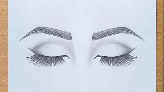 How to draw Closed Eyes for beginners step by step [upl. by Enyad218]