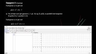 Funksjonsdrøfting med Geogebra R1 Eksamen vår 2020 Del 2 Oppgave 2 [upl. by Fradin986]