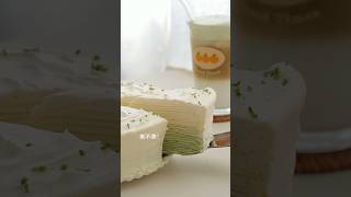 Matcha crepe cake recipe ASMR part 2 cr blueberrytheta on IG purpleyamcookie kookycookie shorts [upl. by Talich]