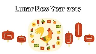 Lunar New Year  Nouvel An lunaire 2017  วันตรุษจีน  Holdújév  Lunární nový rok Google Doodle [upl. by Poler]