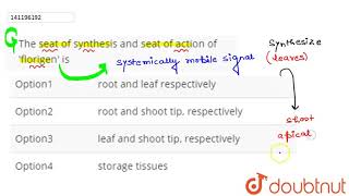 The seat of synthesis and seat of action of florigen is  12  PLANT GROWTH AND DEVELOPMENT [upl. by Conall]