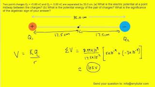 Two point charges q1 and q2 are separated by a distance r [upl. by Mic]