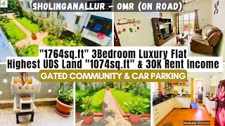 SHOLINGANALLUR OnRoad “1764sft” 3Bedroom amp 3 Balconies UDS “1074sftquot FlatForSale OMR Chennai [upl. by Aivekal504]