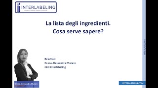 Webinar LA LISTA DEGLI INGREDIENTI [upl. by Euqinot]