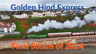 The FINAL Ride for Steam through Dawlish for 2024  The Golden Hind Express [upl. by Adaiha150]