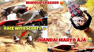 WHEELIE CRASHED 🥵  JHANDAI MAREKO AJA 😥 JUNGLE OFFROAD RACE [upl. by Annekahs]