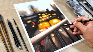 Painting Blurry Lights in Watercolor [upl. by Jaymie]