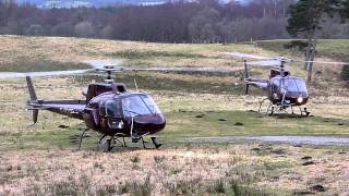 PDG squirrel helicopters departing Inverlochy Castle Fort William [upl. by Natek959]