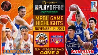 MPBL HIGHLIGHTS PAMPANGA VS SAN JUAN NORTH DIVISION FINALS GAME 2 NOVEMBER 14 2023 [upl. by Nylirrehs876]