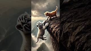 The cute kitten rescued the poor little white tiger cat kittten cute tiger funny youtubeshorts [upl. by Candice]