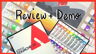 Holbein Acrylic Gouache Review  Swatches amp Full Painting  Acryla Gouache 18 Color Set [upl. by Eedrahc]