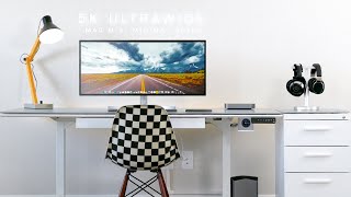 Ultimate Minimal 5K Ultrawide Desk Setup Tour 2019 [upl. by Idnis]