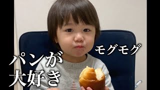 大好きなパンをモグモグ食べる2歳児 [upl. by Liddie]