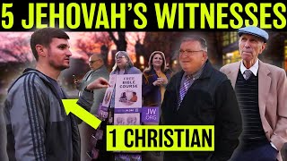 Christian Challenges FIVE Jehovahs Witnesses [upl. by Lallage]