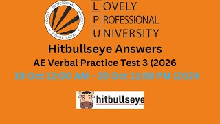 Hitbullseye Verbal Test 3 Answers  Weekly Practice Solutions for LPU Students lpu lpuuniversity [upl. by Albur]