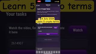 4 July 2024 Tapswap Learn 5 crypto term Tapswap New Video Code  Today Code [upl. by Kessler]