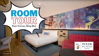 Pixar Place Hotel  Pool Terrace Room  Club Level Access King Bed  Disneyland Resort [upl. by Nelad]