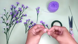 DIY  Tutorial making woolen flowers easy  Tutorial Mudah Membuat Bunga Dari Benang Wool craft [upl. by Ryter785]