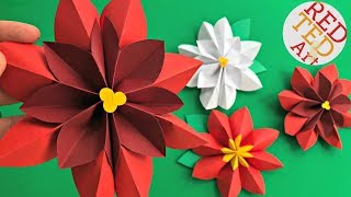 Paper Flower DIY  Easy Poinsettia Decor DIY  DIY Christmas Decor  3D Paper Room Decor [upl. by Dareg]