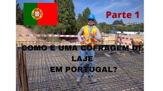 Construção civil em Portugal Cofragem de laje em Portugal montagem de laje carpintaria de cofragem [upl. by Onifled]