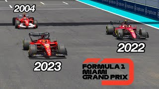 Ferrari F1 2023 vs Ferrari F1 2022 vs Ferrari F1 2004  Miami Grand Prix [upl. by Kiri]