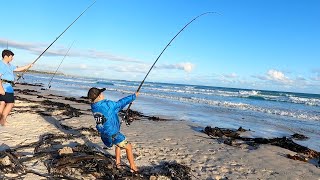 Easter weekend with the family in Gansbaai Taking the kids fishing Fun fishing from the beach [upl. by Eirrehc55]