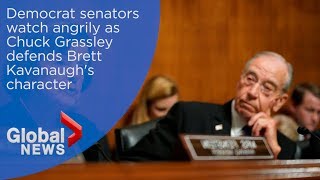 Democrat senators watch angrily as Grassley defends Kavanaugh [upl. by Nereil]