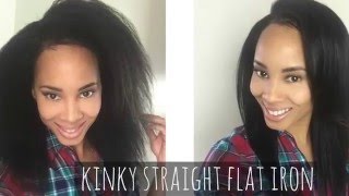 FLAT IRON KINKY STRAIGHT HAIR ITS A WIG [upl. by Trever732]